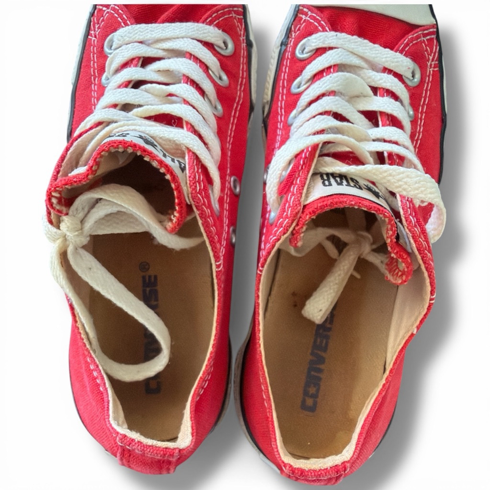 Converse Red & White Low Top Sneakers Size men’s 5 women’s 7 - Picture 3 of 6